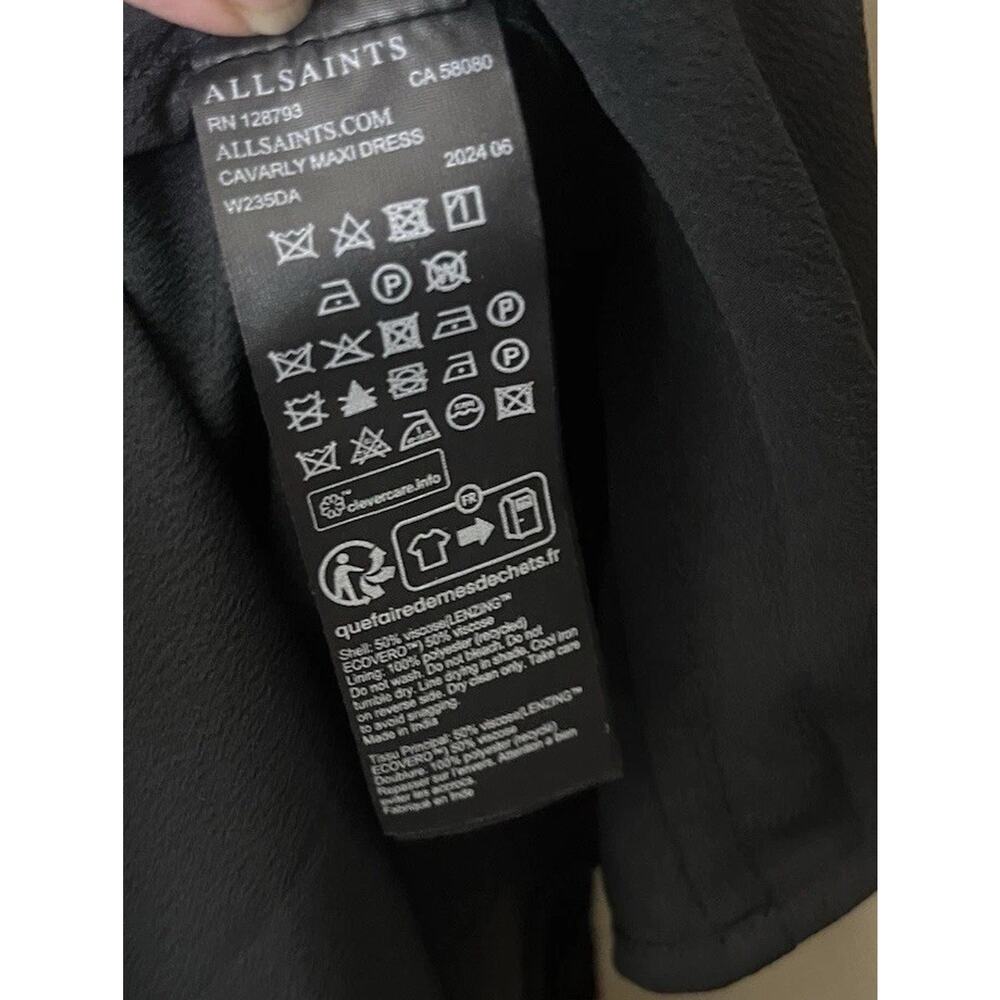 AllSaints Cavarly Maxi Dress Black Layered Ruffle Racerback US 8 UK 12 - Picture 8 of 8